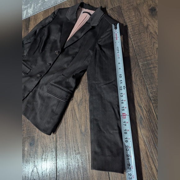 Elie Tahari Women's Long Sleeved Collared Lined Two Piece Pant Suit Brown Size 8 - Picture 7 of 16